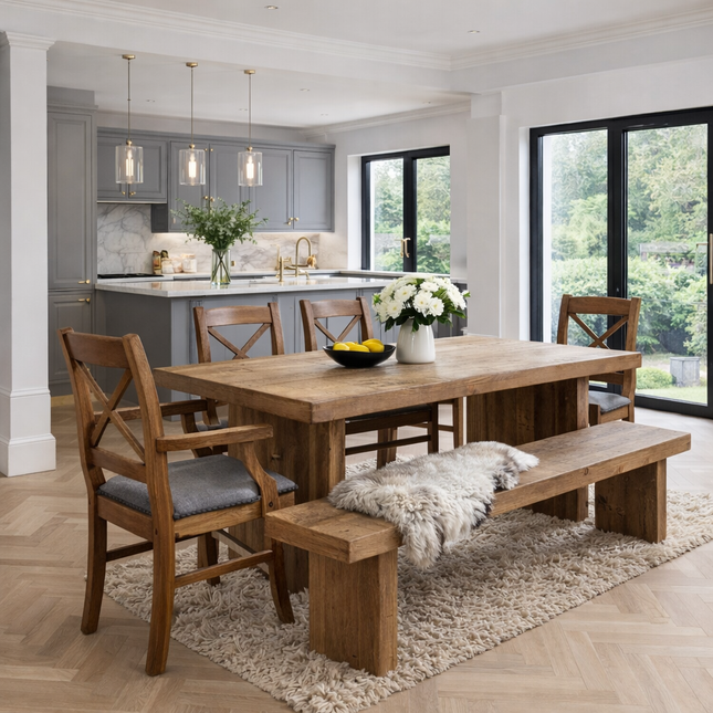 Broxa Wooden Dining Armchair Solid Wood Upholstered