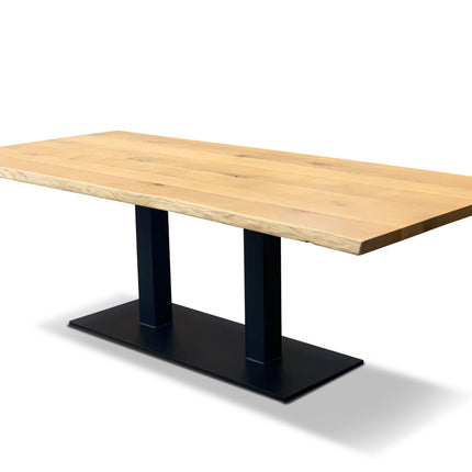 Solid Oak Dining Table Steel Leg 057