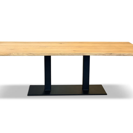 Solid Oak Dining Table Steel Leg 057