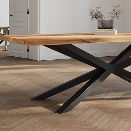 Solid Oak Dining Table with Spider Steel Base – DURABLE HARDWOOD CLAR 082