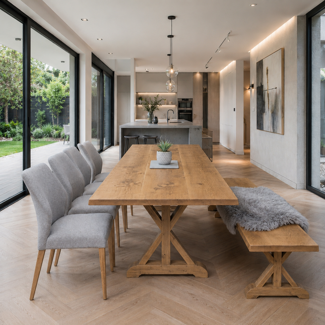 Brigg Straight Edge Dining Table Wooden Farmhouse XF Legs