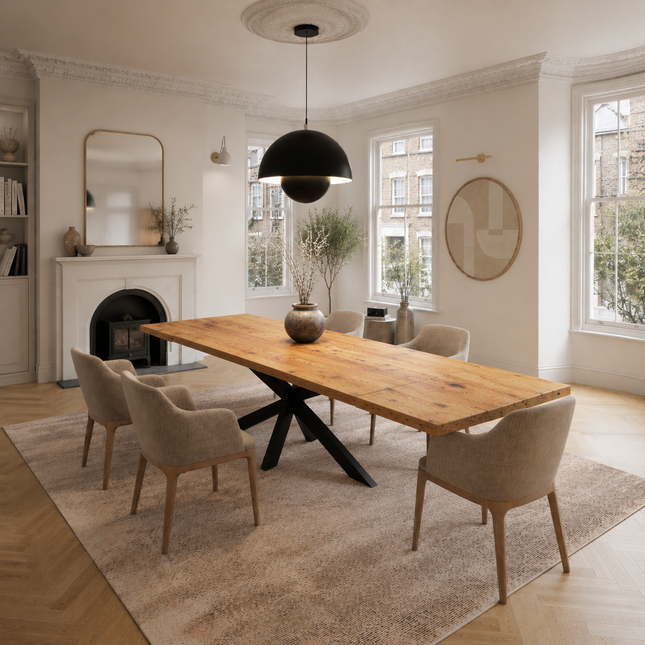 Brigg Dining Table Straight Edge Extendable 2 Sides  Star Steel Base