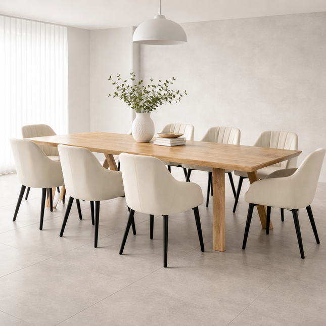 Solid Oak Dining Table with Wooden Pin A Legs – DURABLE HARDWOOD CLAR 032