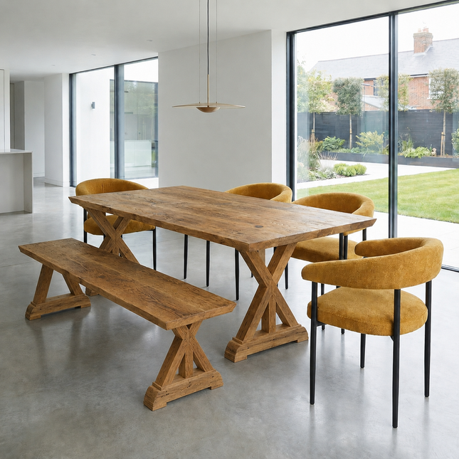 Firsby Live Edge Dining Table Wooden Farmhouse XF Legs