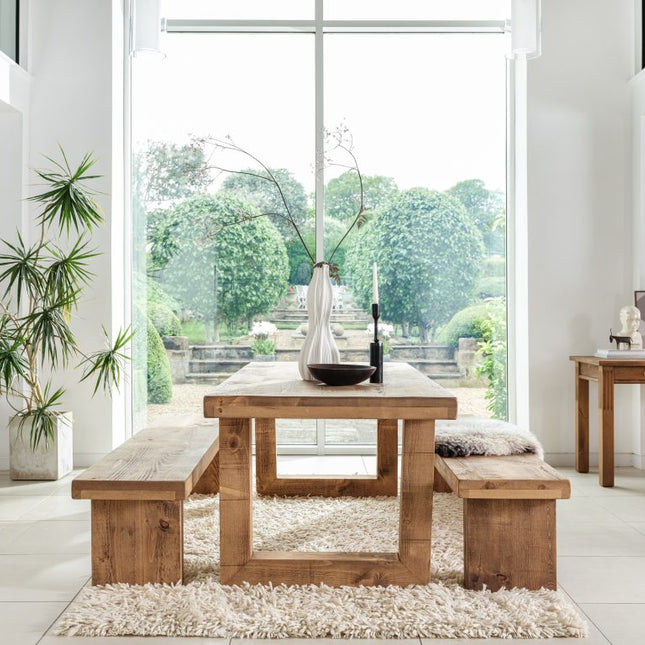 Grantham Thick Dining Industrial Dining Table with Wooden Square Legs