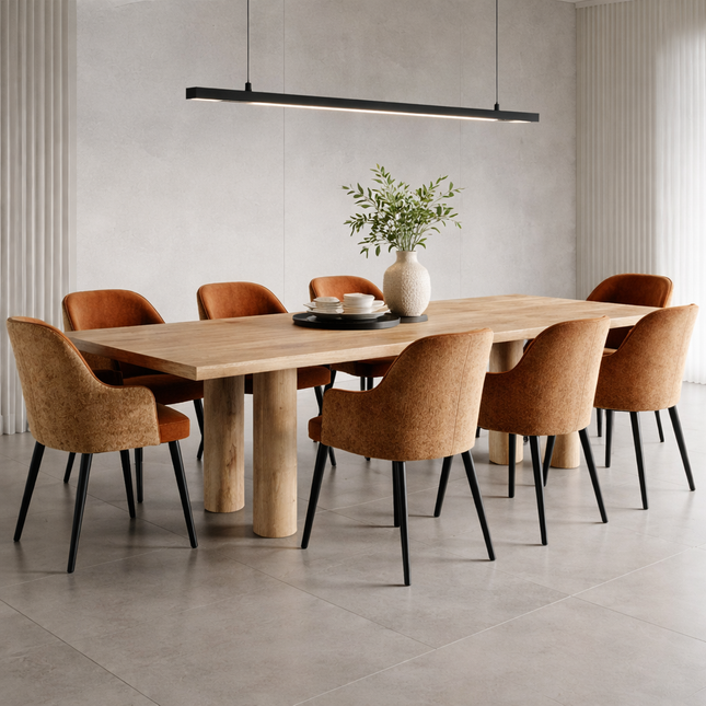 Solid Oak Dining Table with Wooden Pin Rounded Up Legs – DURABLE HARDWOOD CLAR 030