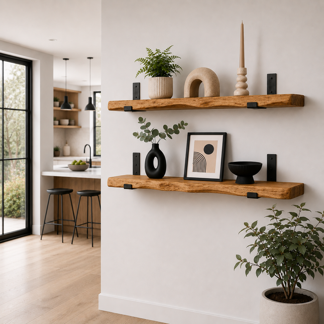Firsby Live Edge Rustic Shelf U Shaped Bracket