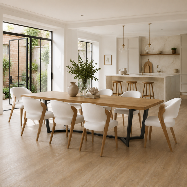 Brigg Straight Edge Rustic Dining Table Cress Steel Base