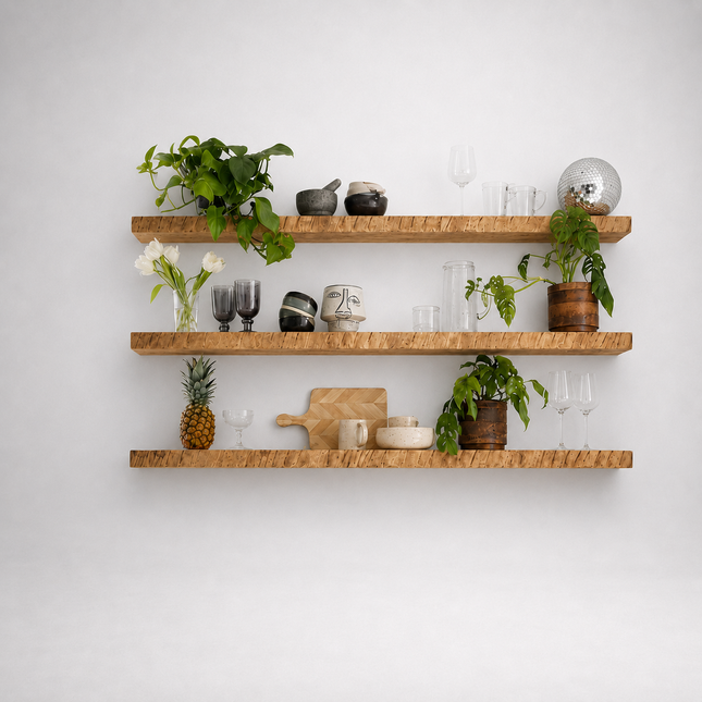 Reclaimed Live Edge Rustic Floating Shelf