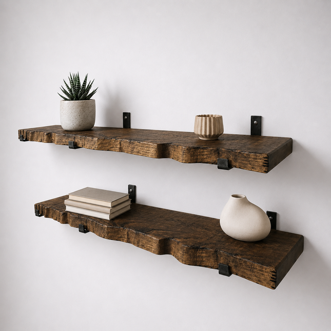 Reclaimed Live Edge Rustic Shelf U Shaped Bracket