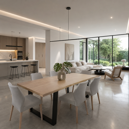 Elsham Solid Oak Dining Table Standard Steel Leg