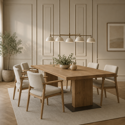 Swaton Solid Oak Dining Table with Wooden Base
