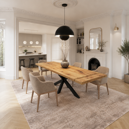 Brigg Dining Table Straight Edge Extendable 2 Sides  Star Steel Base