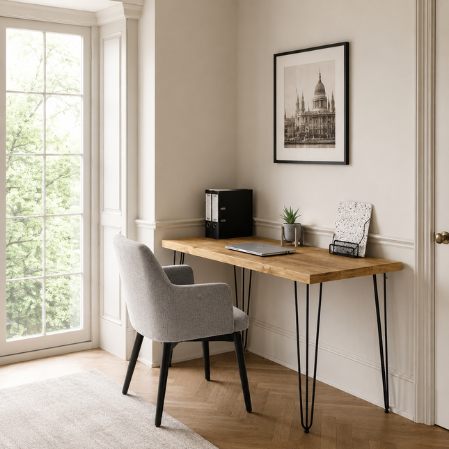 Brigg Rustic Desk 60cm  with Hairpin Industrial Metal Legs