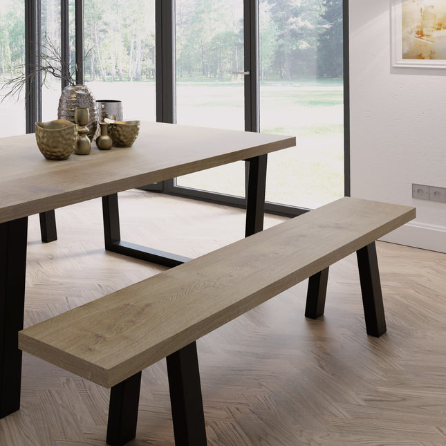 Solid Oak Dining Table Steel Legs CLAR 033