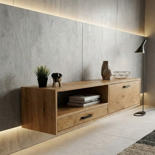 Oak loft hanging TV cabinet Angel