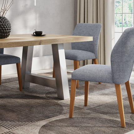 Solid Oak Dining Table Chunky Steel Legs CLAR 018