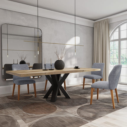 HARDWOOD Solid Oak Dining Table Steel Base- Industrial Rustic Handmade Kitchen Table CLAR 014