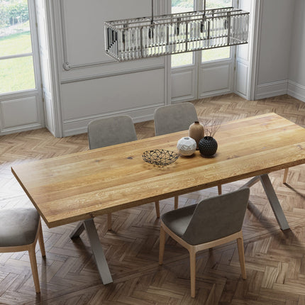 Solid Oak Dining Table XF Steel Legs 077