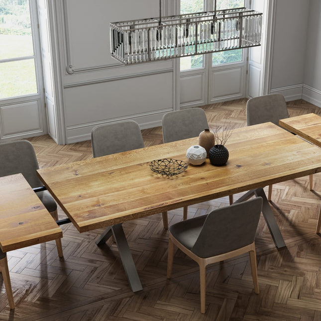 Extendable Solid Oak Dining Table Clar XF Legs 088
