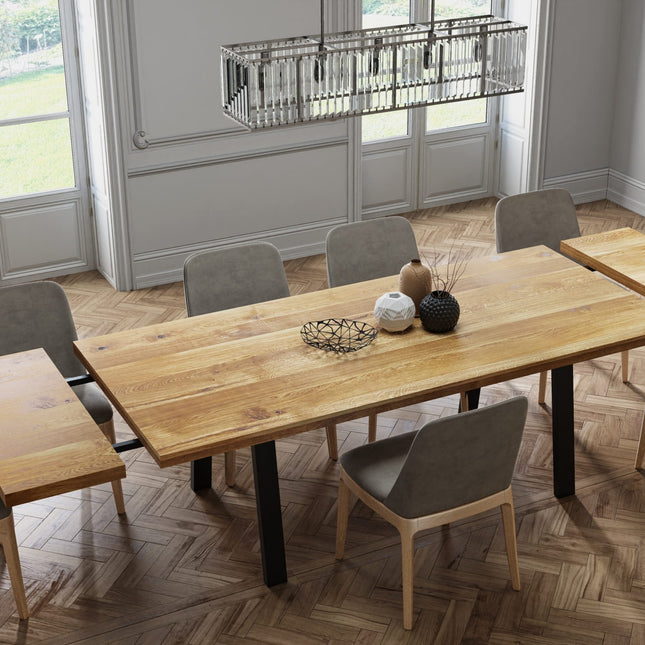 Extendable Solid Oak Dining Table Clar Pin Legs 086