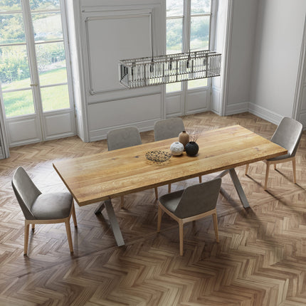 Solid Oak Dining Table XF Steel Legs 077