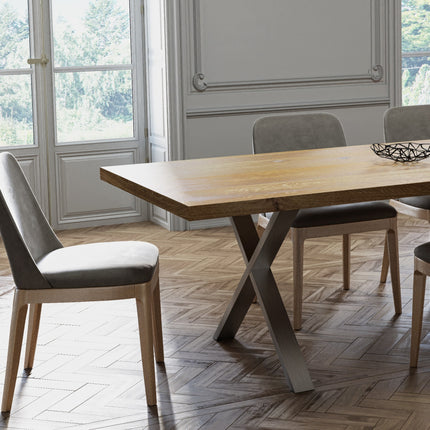 Solid Oak Dining Table XF Steel Legs 077