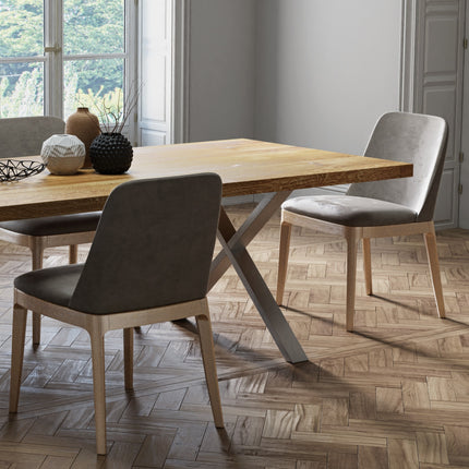 Solid Oak Dining Table XF Steel Legs 077