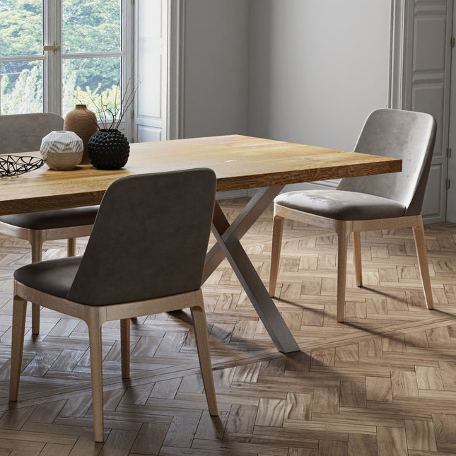 Solid Oak Dining Table XF Steel Legs 077