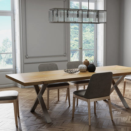 Solid Oak Dining Table XF Steel Legs 077