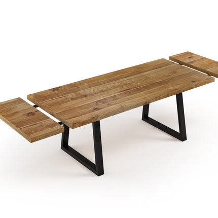 Extendable Solid Oak Dining Table Clar Trapezium Legs 090