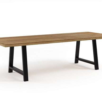 Solid Oak Dining Table AF Steel Legs CLAR 076