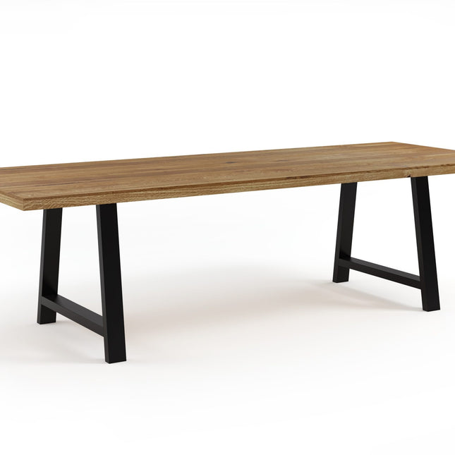 Solid Oak Dining Table AF Steel Legs CLAR 076