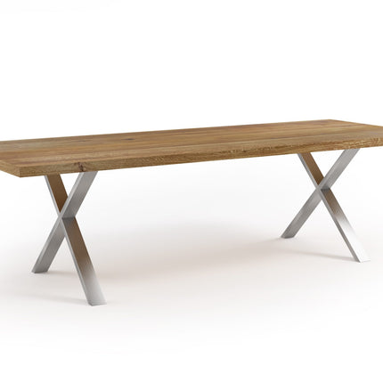 Solid Oak Dining Table XF Steel Legs 077