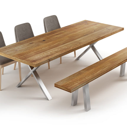 Solid Oak Dining Table XF Steel Legs 077