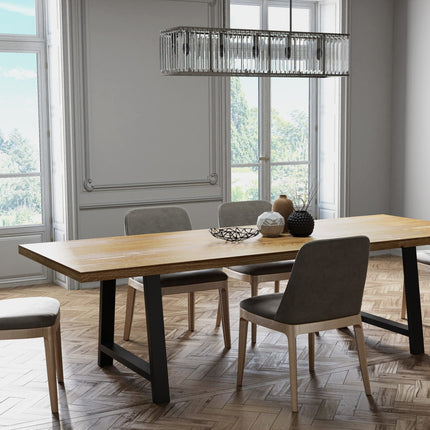 Solid Oak Dining Table AF Steel Legs CLAR 076