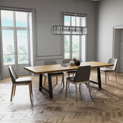 Solid Oak Dining Table AF Steel Legs CLAR 076