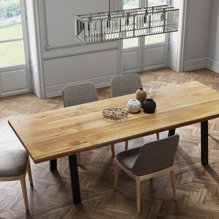 Solid Oak Dining Table PIN Steel Legs CLAR 078