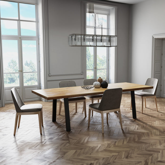 Solid Oak Dining Table PIN Steel Legs CLAR 078
