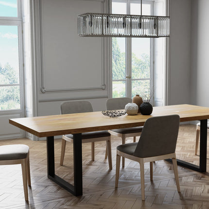 Solid Oak Dining Table SQ Steel Legs CLAR 075