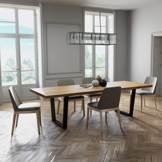 Solid Oak Dining Table VF Steel Legs CLAR 074