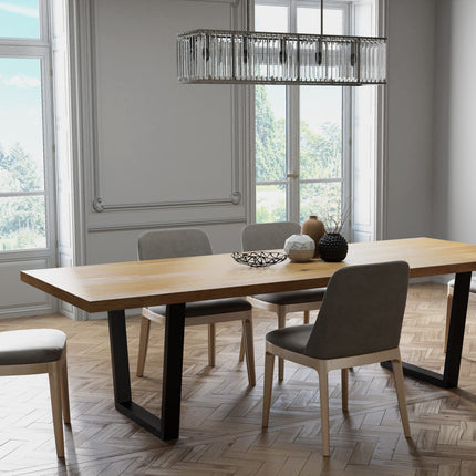 Solid Oak Dining Table VF Steel Legs CLAR 074