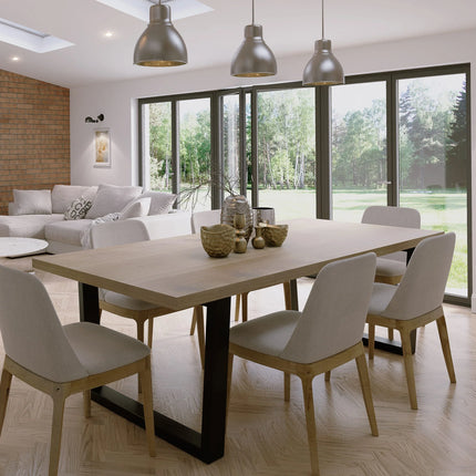 Elsham Solid Oak Dining Table Standard Steel Leg