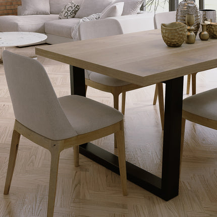 Solid Oak Dining Table Steel Leg 034