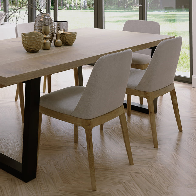 Solid Oak Dining Table Steel Leg 034