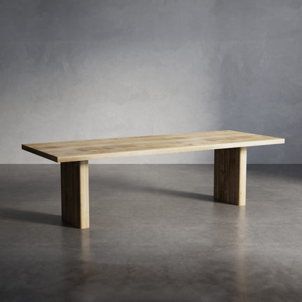 Solid Oak Dining Table with Wooden Block Rounded Up Legs – DURABLE HARDWOOD CLAR 019