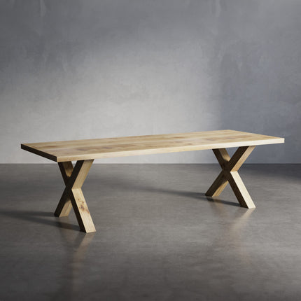 Solid Oak Dining Table with XF Frame Wooden Legs – DURABLE HARDWOOD CLAR 029