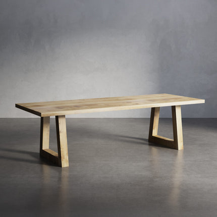 Solid Oak Dining Table with Trapezium Frame Wooden Legs – DURABLE HARDWOOD CLAR 024