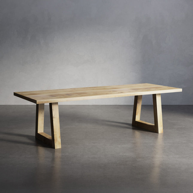 Solid Oak Dining Table with Trapezium Frame Wooden Legs – DURABLE HARDWOOD CLAR 024