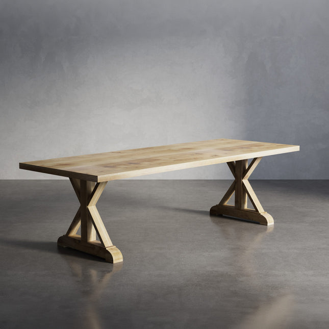 Solid Oak Dining Table with Wooden Farmhouse Legs – DURABLE HARDWOOD CLAR 028